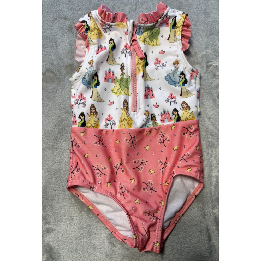 Disney Princess One-Piece Swimsuit Girls Baby 18m Zip Front UPF 50+